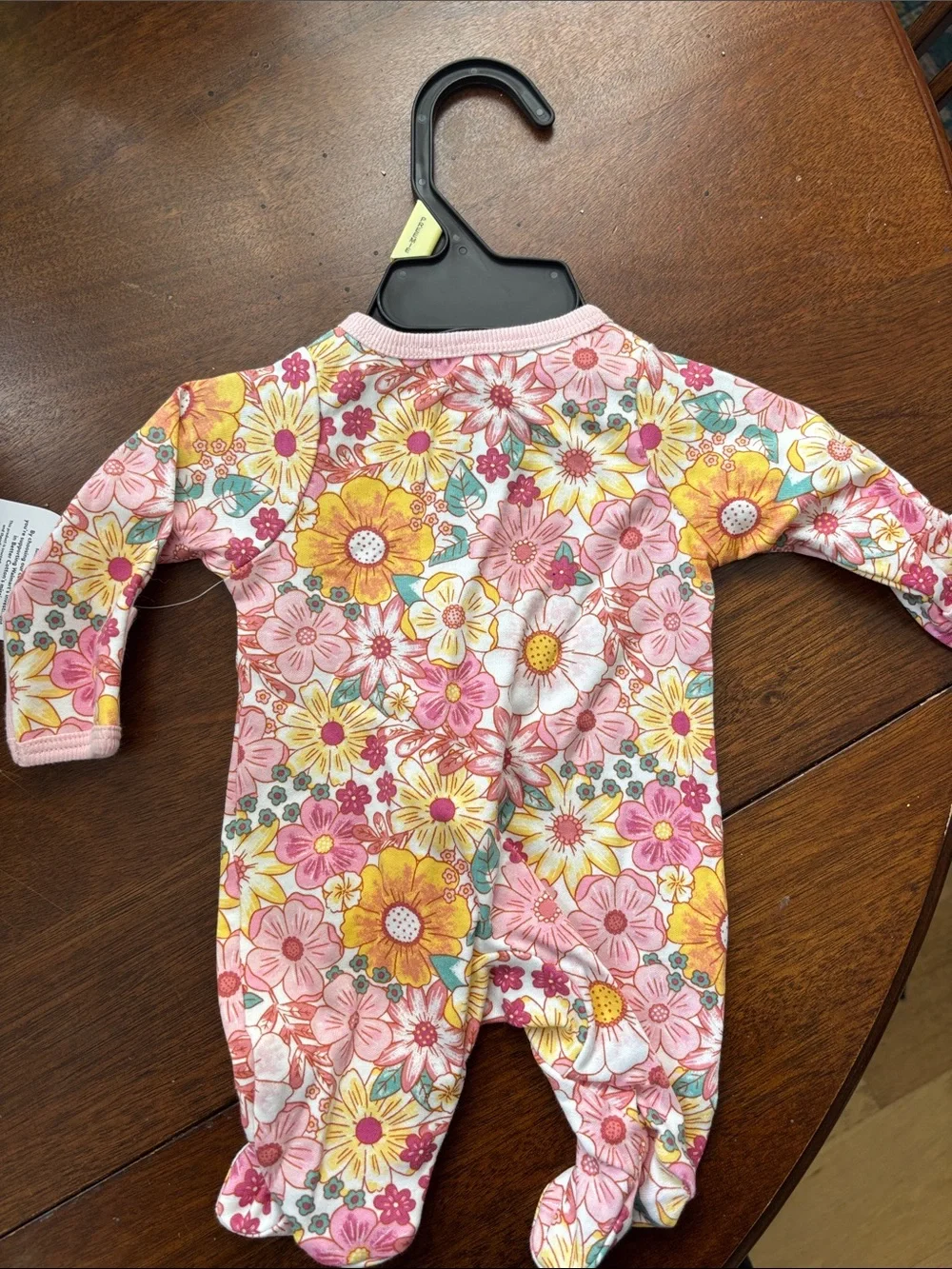 Wonder Nation Pink Floral Zip Footed One-Piece for Kids